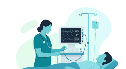 Medical Professional Monitors Patient Vital Signs Using Advanced Diagnostic Equipment