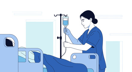 Medical Professional Providing Intravenous Treatment To A Patient In Hospital Room