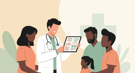 Medical Professional Sharing Information with Family Members About Their Health and Progress