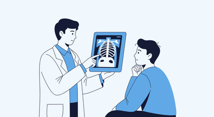 Medical Professional Showing Patient An X-Ray Scan Examining Skeletal Anatomy and Healthcare