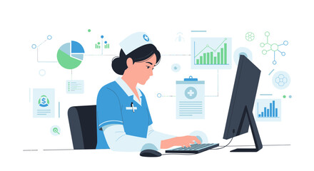 Medical Professional Working With Data Analysis and Computer Technologies in Healthcare