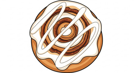 Delicious cinnamon roll with sweet icing vector illustration for bakery and dessert lovers design asset