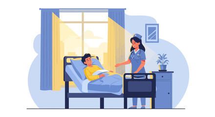 Patient Receiving Medical Support From a Healthcare Professional in Hospital Setting