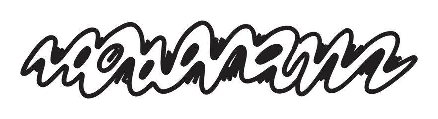 Obraz premium A modern, abstract calligraphic design element with flowing, wavy lines in a bold black ink style, isolated on a clean white background for a minimalist, urban aesthetic