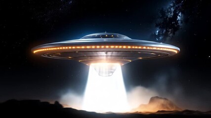 UFO over planet surface. - Powered by Adobe