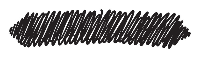 Obraz premium A hand-drawn black scribble with a thick marker pen, isolated on a white background, creating a messy and chaotic abstract design element for creative projects
