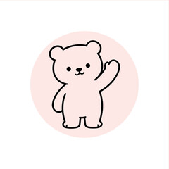 Adorable teddy bear waving, perfect for children's books, greeting cards, and cute designs, conveying warmth and friendliness in a charming, playful way