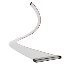 abstract data flow concept: flexible ribbon cable curving upwards, digital transmission visualization.