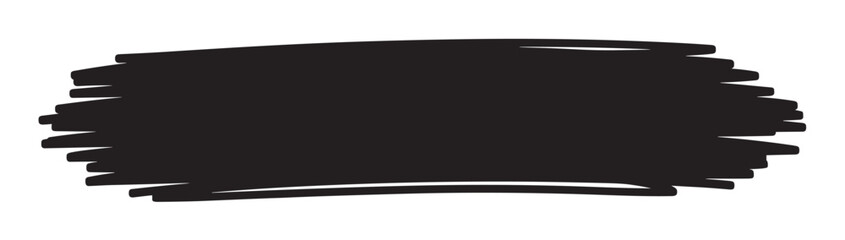Obraz premium Abstract hand-drawn scribble shape in solid black ink, created with messy marker strokes to form a textured banner or frame element, isolated on a plain white background
