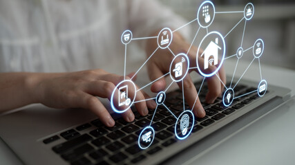 Concept of smart home automation enhances modern living. This innovative smart home system provides...