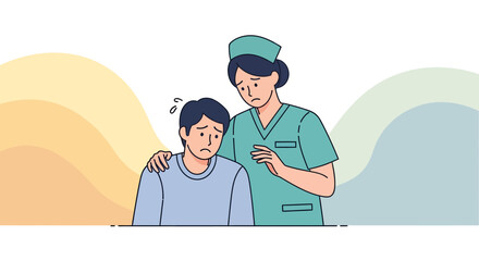 Supporting A Patient: Medical Professional Offers Comfort And Provides Aid For The Illness