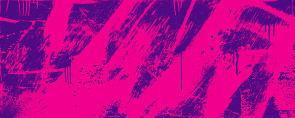 Urban street art graffiti punk neon background. Colorful pink and violet grunge halftone texture with spray paint and drips. Vandal style urban banner background. Vintage or retro distress overlay. © Anastasiia Hevko