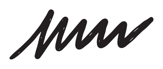 Fototapeta premium Hand-drawn black scribble with a thick marker texture, a minimalist abstract wavy line illustration perfect as a graphic design element, isolated on a white background