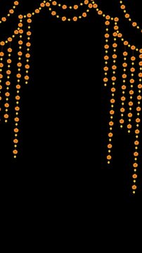 indian hindu wedding elements vector marigold floral garland vector, wedding and festival decoration, border flower decoration with transparent background