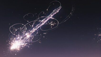 Abstract Light Painting - Swirling Light Trails in the Night Sky.