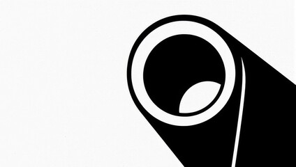 Minimalist Black and White Abstract Eye Illustration with Long Shadow.