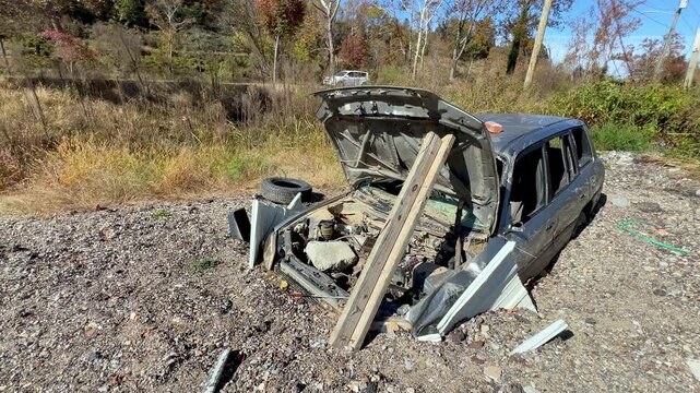 car damaged from hurricane helene in asheville nc one year after the storm