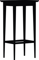 Simple black silhouette of a tall narrow table on white background