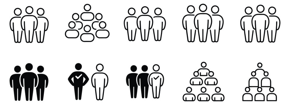 Dynamic people icons perfect for representing team collaboration, organizational structure, or community engagement in business presentations, websites, and infographics for a modern, professional loo