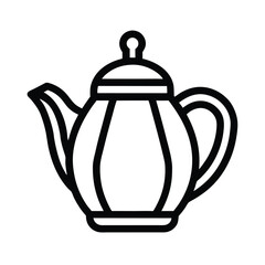 Teapot Outlined In Bold Vector Illustration