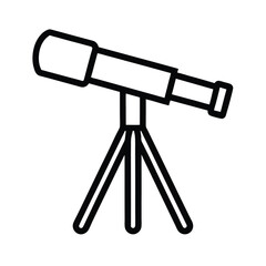 Telescope On Tripod Outline Vector Illustration
