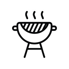 Ribs On Grill Outline Vector Illustration