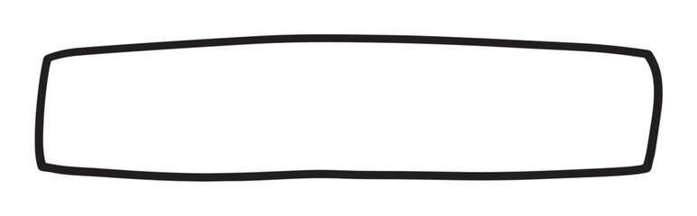 Simple graphic illustration of a black rectangular border with an organic, uneven outline and rounded corners, creating a minimalist frame on a plain white background