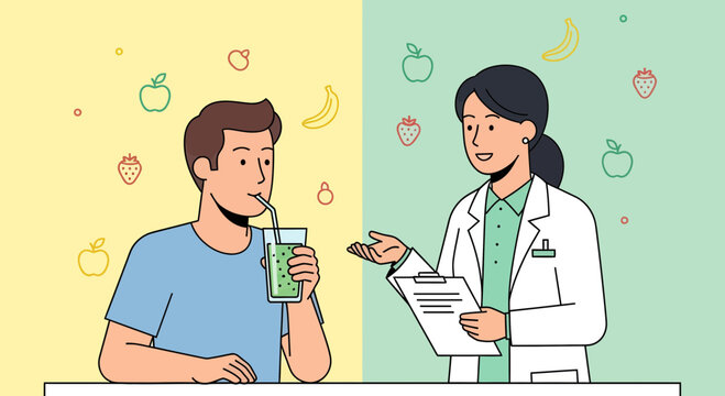 Nutrition Specialist Advising Patient About Healthy Smoothie Ingredients For Vitality