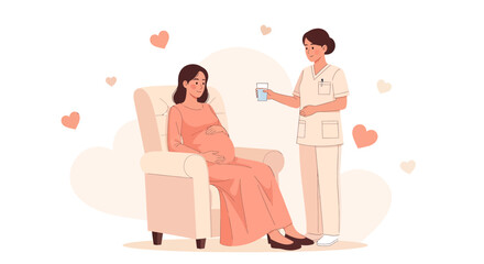 Supporting Maternal Wellness: A Gentle Scene Depicting Care and Pregnancy