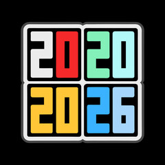2020 2026 numbers in colored blocks year new year