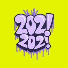 2021 graffiti style numbers with dripping paint bold