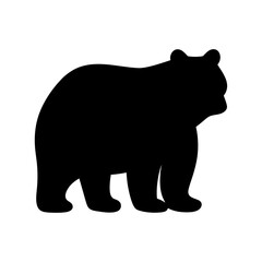 Fototapeta premium Black silhouette of a bear symbolizing wildlife warning and natural environment