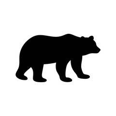 Bold black silhouette of a walking bear for wildlife safety signs and nature graphics