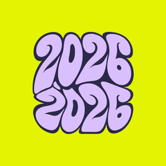 2026 text in soft bubble font style year number