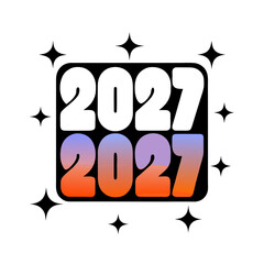 2027 year numbers with gradient and starbursts new year
