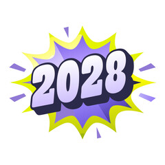 2028 comic burst pop art vector year new year