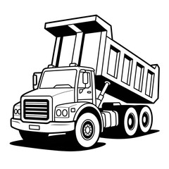 Dump Truck Coloring Page Heavy Construction Vehicle Line Art