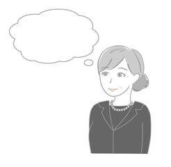 考えている喪服のシニア女性