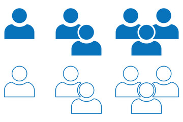 Set of people icon representing group size. Group of people or group of users collection.