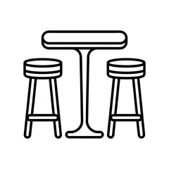 Bar Table and Stools Coloring Page Simple Furniture Line Art