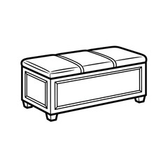 Storage Bench Coloring Page Ottoman Furniture Outline Illustration