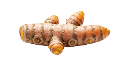 Turmeric root isolated on transparent background, a vibrant spice with medicinal properties and culinary uses in various cuisines