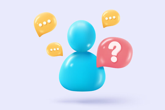3d question and answer 24 hours icon signs for consultation concepts. speaker feedback with operator help hotline contact. 3d support consultant talk icon buttons vector render illustration