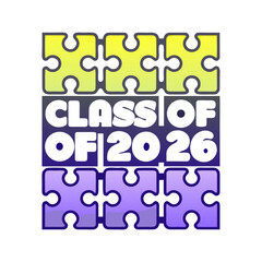 Class of 2026 puzzle pieces graphic graduation education