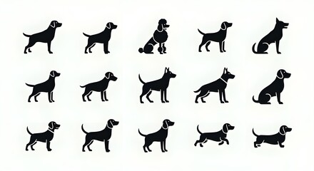 Obraz premium dogs animals silhouettes set