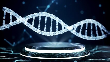 Abstract science research of a DNA strand molecule as a technology gene helix structure bridge on white - Powered by Adobe