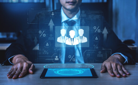 Concept of human resources metrics and workforce analytics. The data shows employee team performance, professional development, and overall business growth and success. Fermion