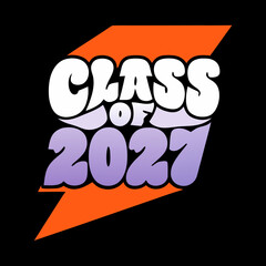 Class of 2027 text with lightning bolt graphic graduation 1
