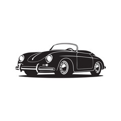 Obraz premium Classic German Sports Car Vector Silhouette. Vintage Retro Convertible Automobile Icon. Old Speedster Graphic Illustration Isolated on White Background. 