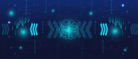 Digital Brain and Artificial Intelligence Concept Background